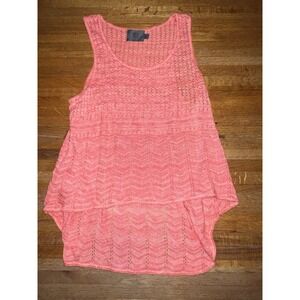 Sweet & Sinful Women‎ Medium Pink Crochet Open Knit BOHO Hi-Low Tank Top